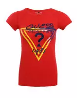 tee shirt mujer guess short sleeve genereux cotton 2013 france sm double red